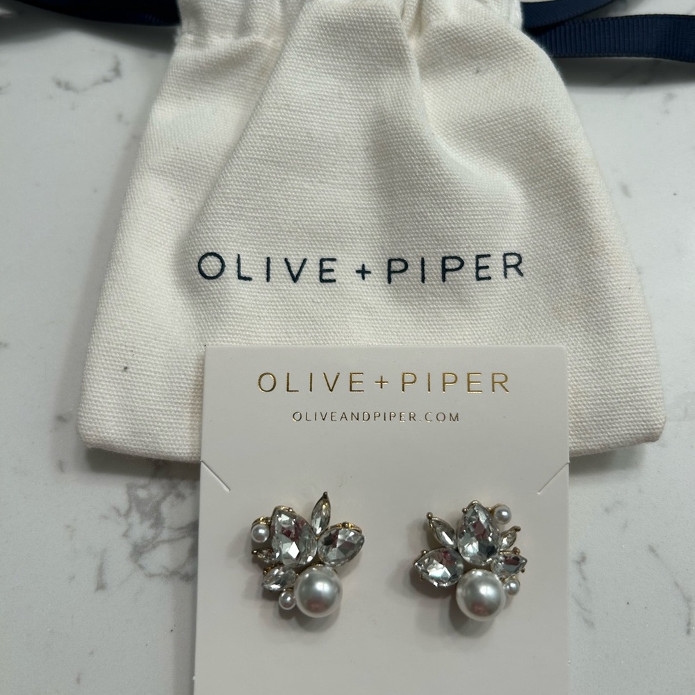 Olive + Piper Crystal and Pearl Earrings